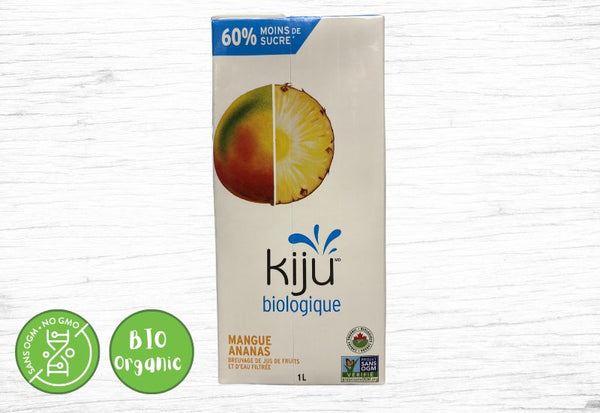 Kiju, jus biologique mangue ananas 60% moins de sucre 1L - Fermes Valens